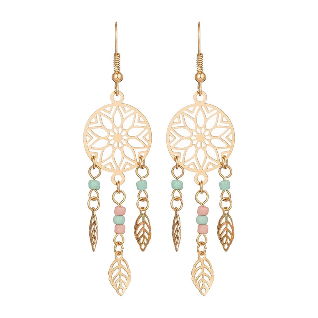 1 Pair Women Earrings Leaf Shape Tassel Beads Durable Lady Hook Earrings for Gift Image 10