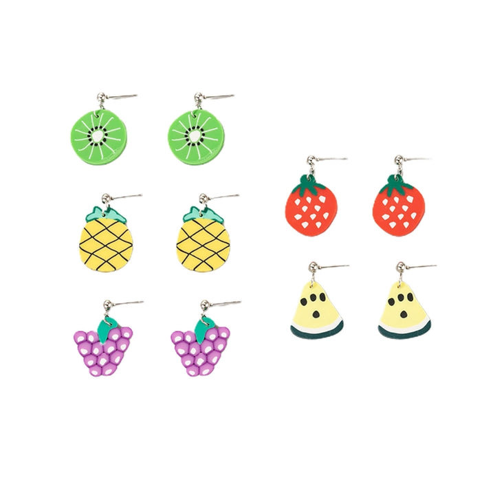 5 Pairs Dangle Earrings Cute Fruit Shape Polymer Clay Durable Lady Drop Earrings for Dating Image 10