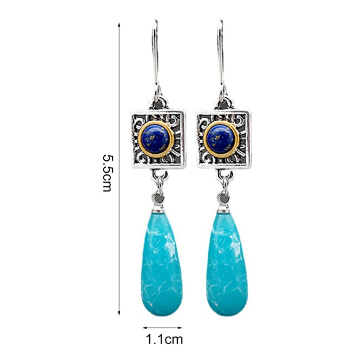 Women Earrings Faux Turquoise Water Drop Shape All Match Long Dangle Earrings for Gift Image 6