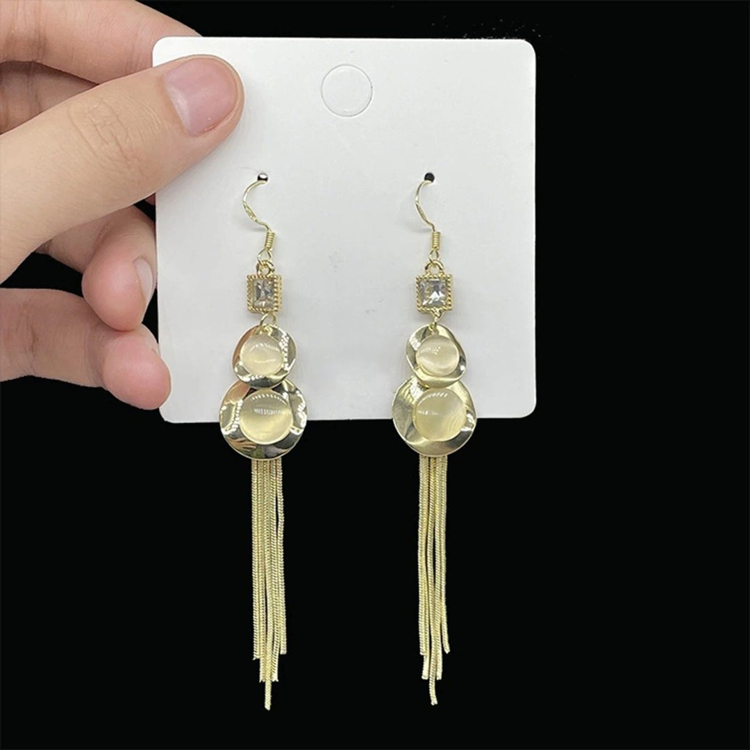 1 Pair Piercing Hook Earrings Inlaid Artistic Gourd Opal Dangle Earrings Ear Accessories Image 3