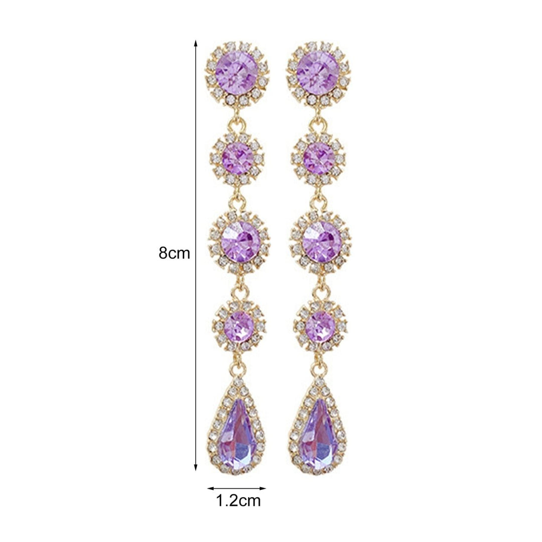 1 Pair Women Earrings Long Sparkling Rhinestone Luxury Dangle Earrings for Prom Image 6