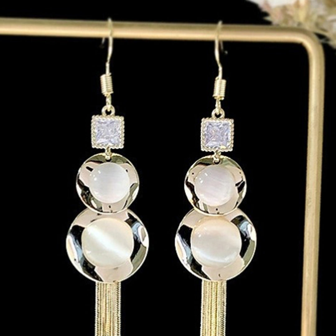 1 Pair Piercing Hook Earrings Inlaid Artistic Gourd Opal Dangle Earrings Ear Accessories Image 9