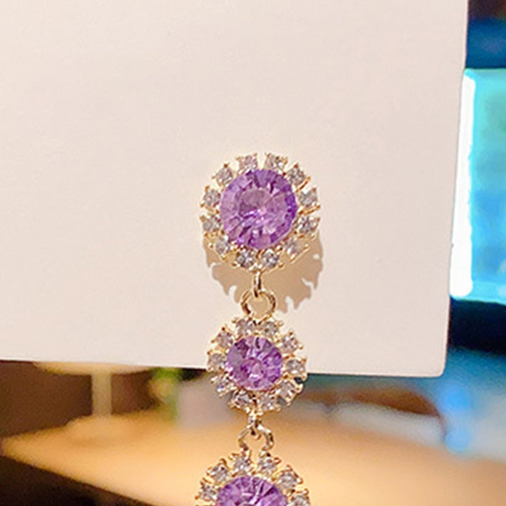1 Pair Women Earrings Long Sparkling Rhinestone Luxury Dangle Earrings for Prom Image 10