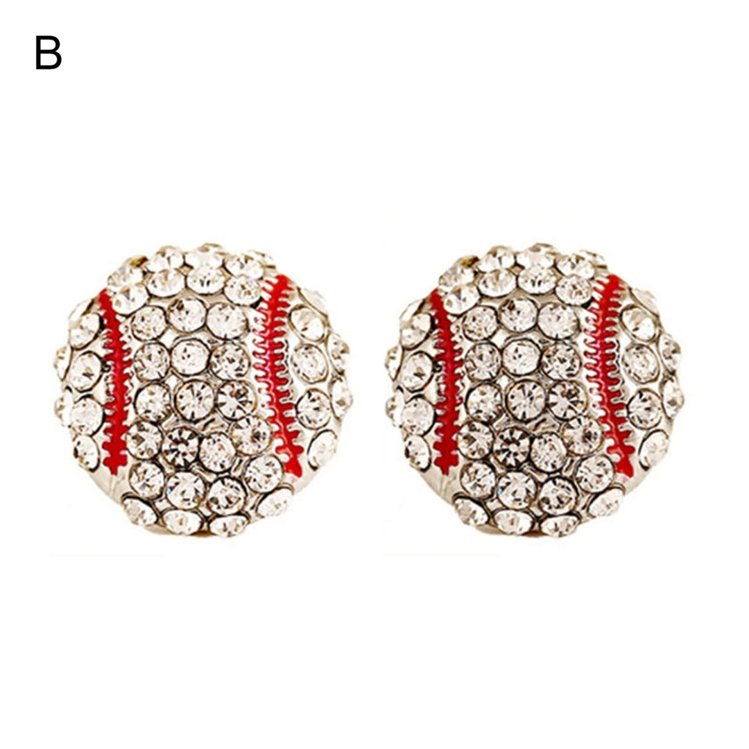 1 Pair Stud Earrings Ball Rhinestone Jewelry Cute Fashion Appearance Ear Studs for Daily Wear Image 3