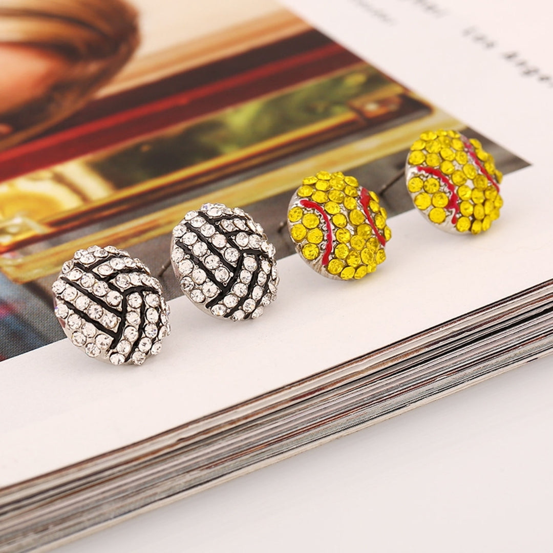 1 Pair Stud Earrings Ball Rhinestone Jewelry Cute Fashion Appearance Ear Studs for Daily Wear Image 10