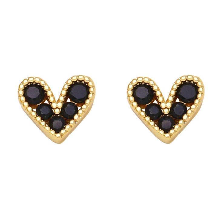 1 Pair Stud Earrings Heart Shape Cubic Zirconia Jewelry Sparkling Long Lasting Earrings for Daily Wear Image 2