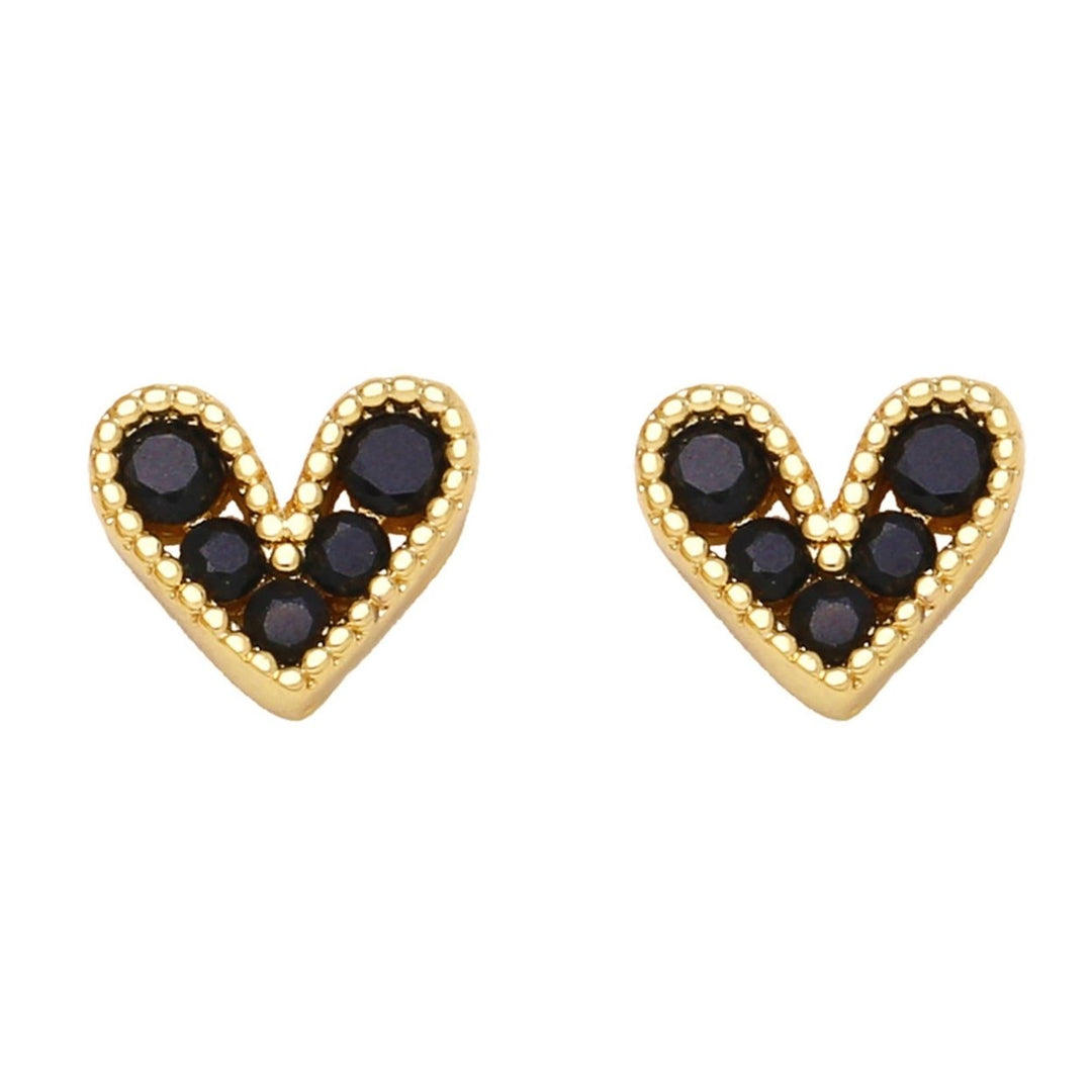1 Pair Stud Earrings Heart Shape Cubic Zirconia Jewelry Sparkling Long Lasting Earrings for Daily Wear Image 1