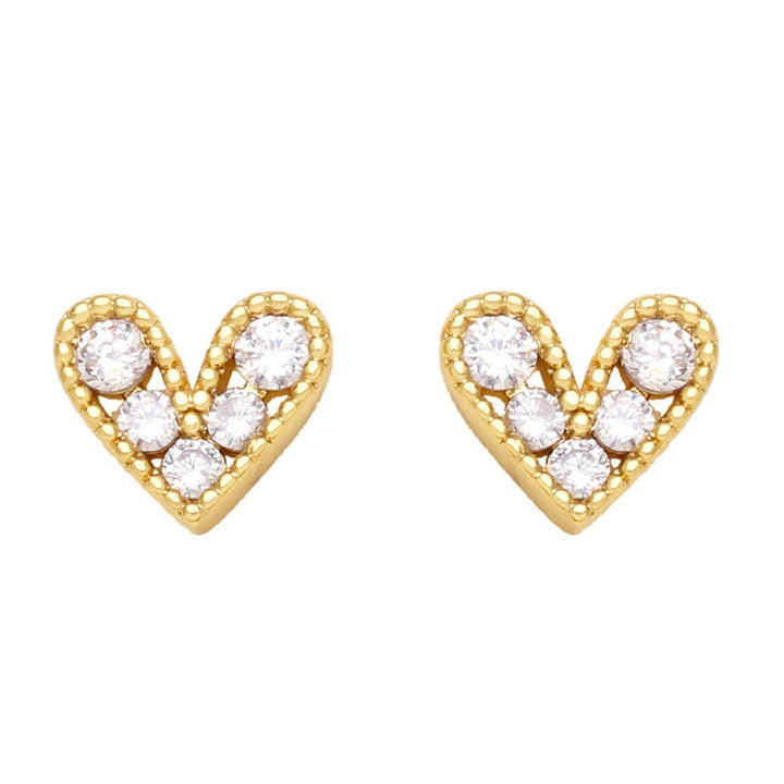 1 Pair Stud Earrings Heart Shape Cubic Zirconia Jewelry Sparkling Long Lasting Earrings for Daily Wear Image 3