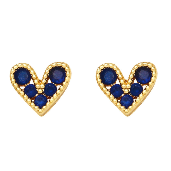 1 Pair Stud Earrings Heart Shape Cubic Zirconia Jewelry Sparkling Long Lasting Earrings for Daily Wear Image 4