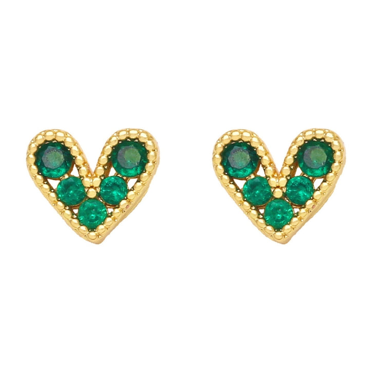 1 Pair Stud Earrings Heart Shape Cubic Zirconia Jewelry Sparkling Long Lasting Earrings for Daily Wear Image 6