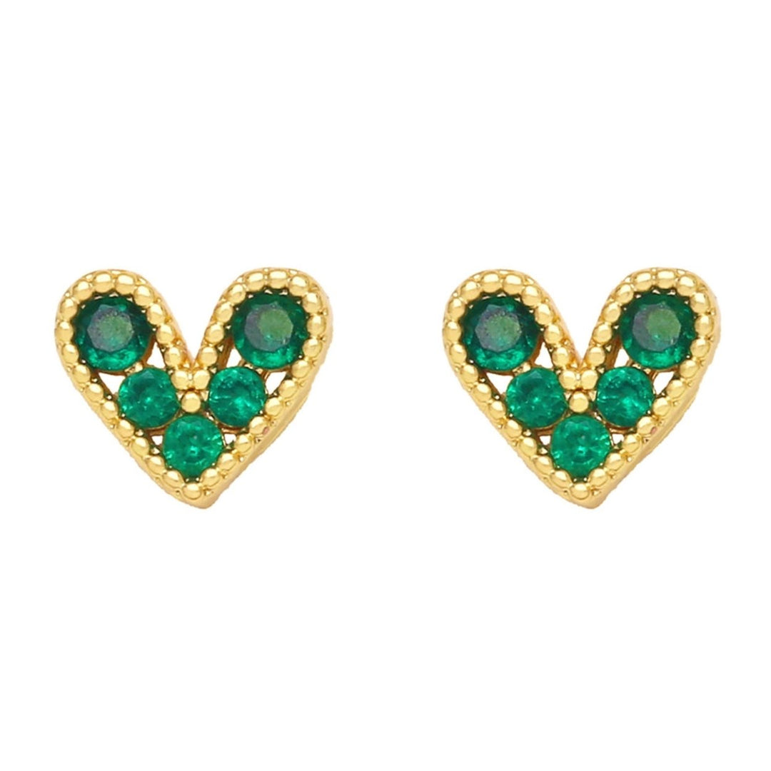 1 Pair Stud Earrings Heart Shape Cubic Zirconia Jewelry Sparkling Long Lasting Earrings for Daily Wear Image 1