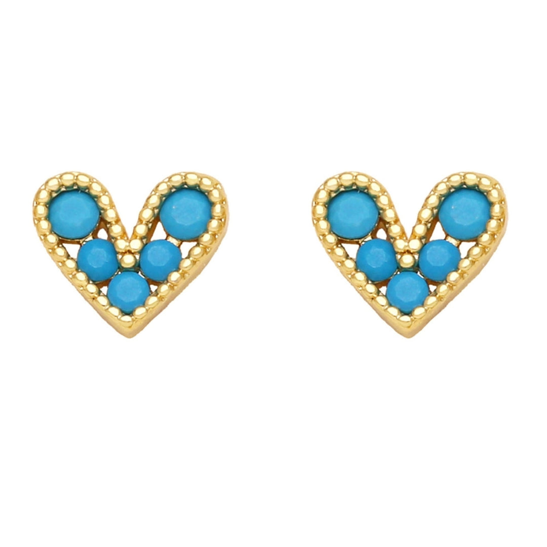 1 Pair Stud Earrings Heart Shape Cubic Zirconia Jewelry Sparkling Long Lasting Earrings for Daily Wear Image 8
