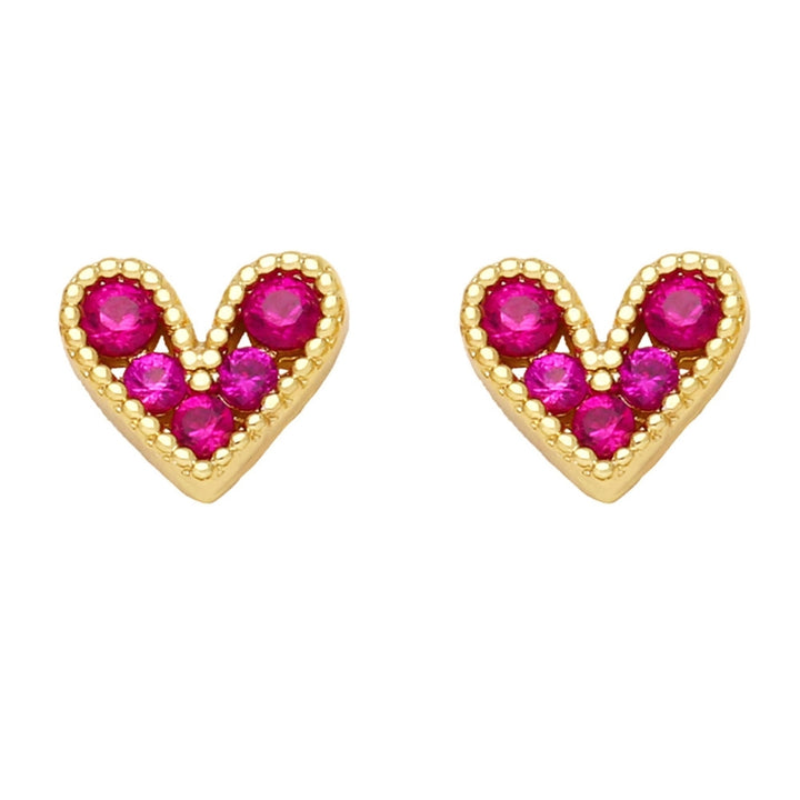 1 Pair Stud Earrings Heart Shape Cubic Zirconia Jewelry Sparkling Long Lasting Earrings for Daily Wear Image 9