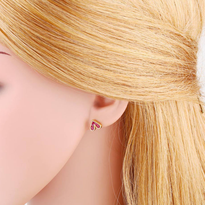 1 Pair Stud Earrings Heart Shape Cubic Zirconia Jewelry Sparkling Long Lasting Earrings for Daily Wear Image 10