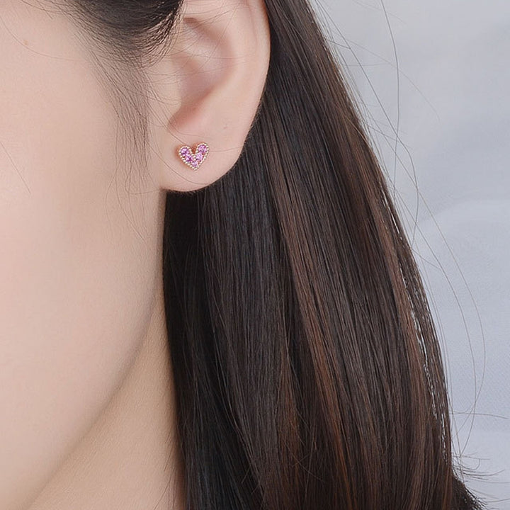 1 Pair Stud Earrings Heart Shape Cubic Zirconia Jewelry Sparkling Long Lasting Earrings for Daily Wear Image 11