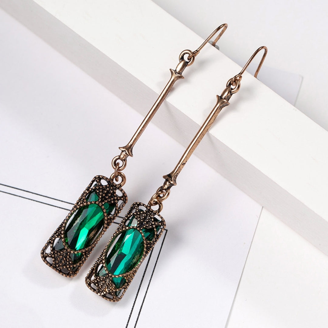 1 Pair Shining Piercing Dangle Earrings Charm Gift Cubic Zirconia Long Dangle Earrings Party Jewelry Image 4