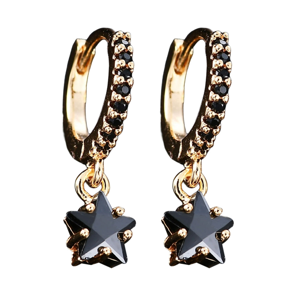 1 Pair Women Earrings Colorful Shiny Cubic Zirconia Star Pendant  Dangle Earrings for Dating Image 2