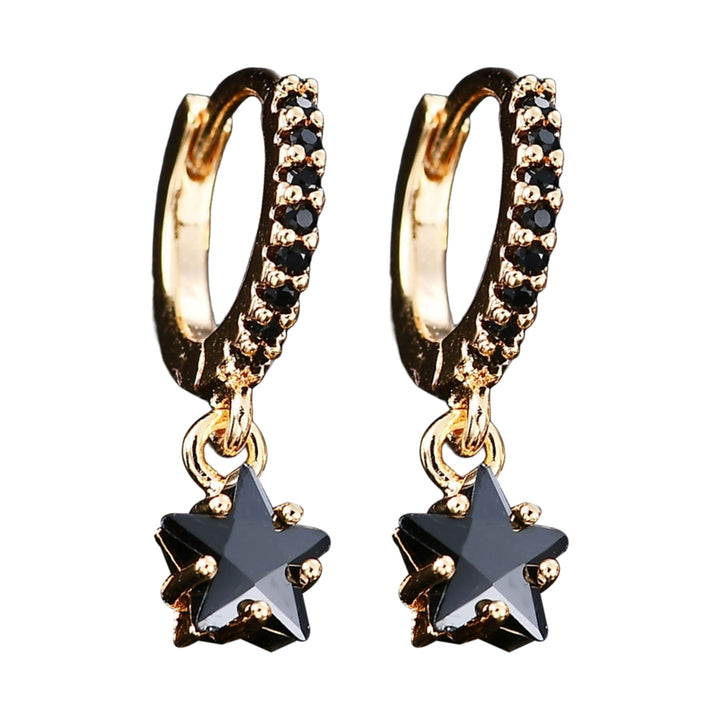 1 Pair Women Earrings Colorful Shiny Cubic Zirconia Star Pendant  Dangle Earrings for Dating Image 2