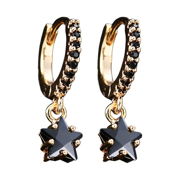 1 Pair Women Earrings Colorful Shiny Cubic Zirconia Star Pendant Dangle Earrings for Dating Image 1