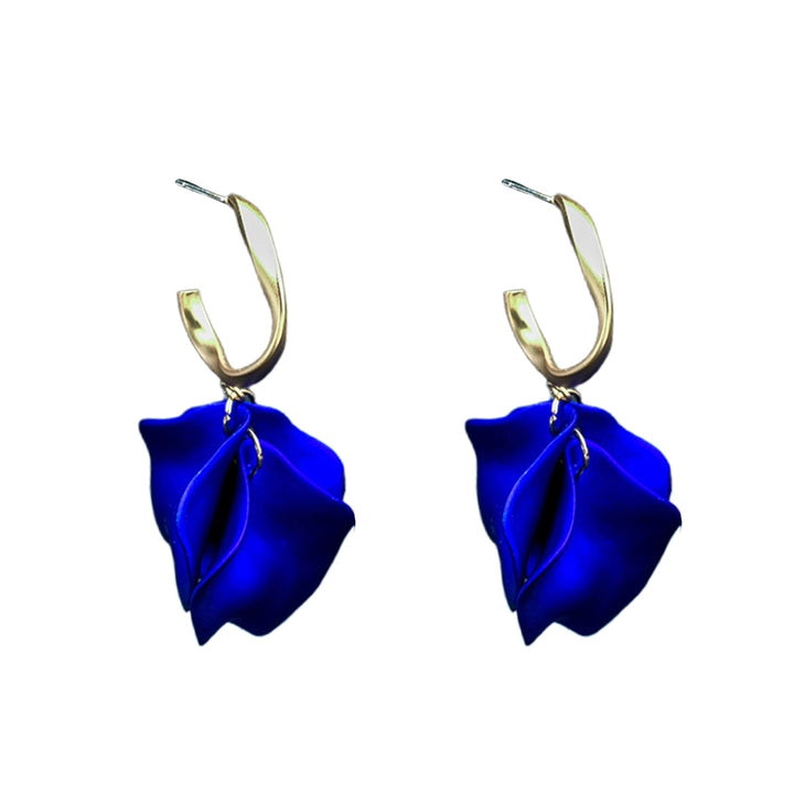 1 Pair Pendant Earrings Sweet Exquisite Piercing Rose Petal Hoop Earrings for Daily Life Image 10