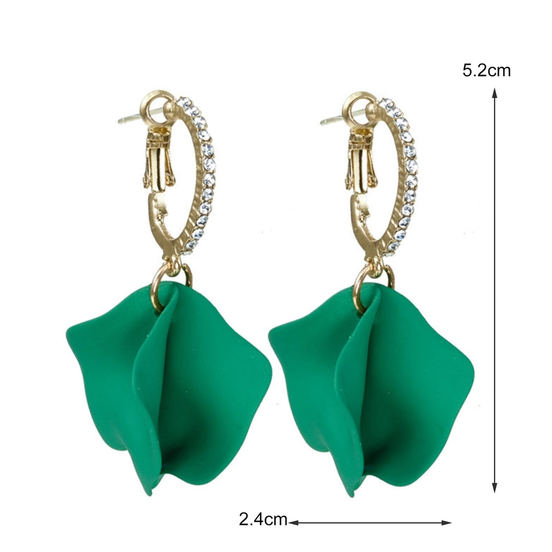 1 Pair Inlaid Pendant Earrings Artistic Rose Flower Petal Hoop Earrings for Gifts Image 11