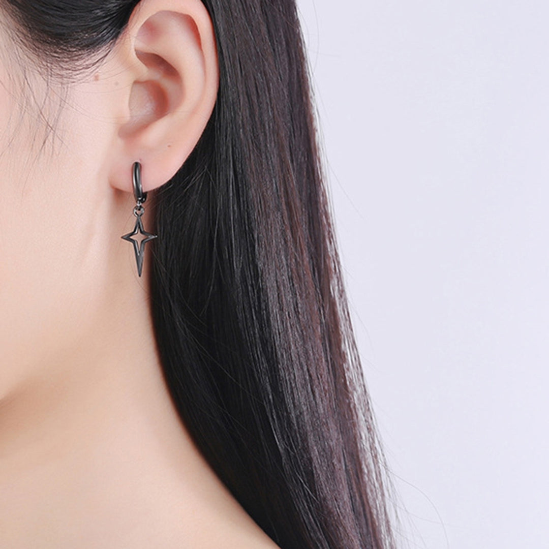 1 Pair Women Earrings Solid Color Star Shape Hip-hop Sturdy Lady Drop Earrings for Daily Wear Image 6