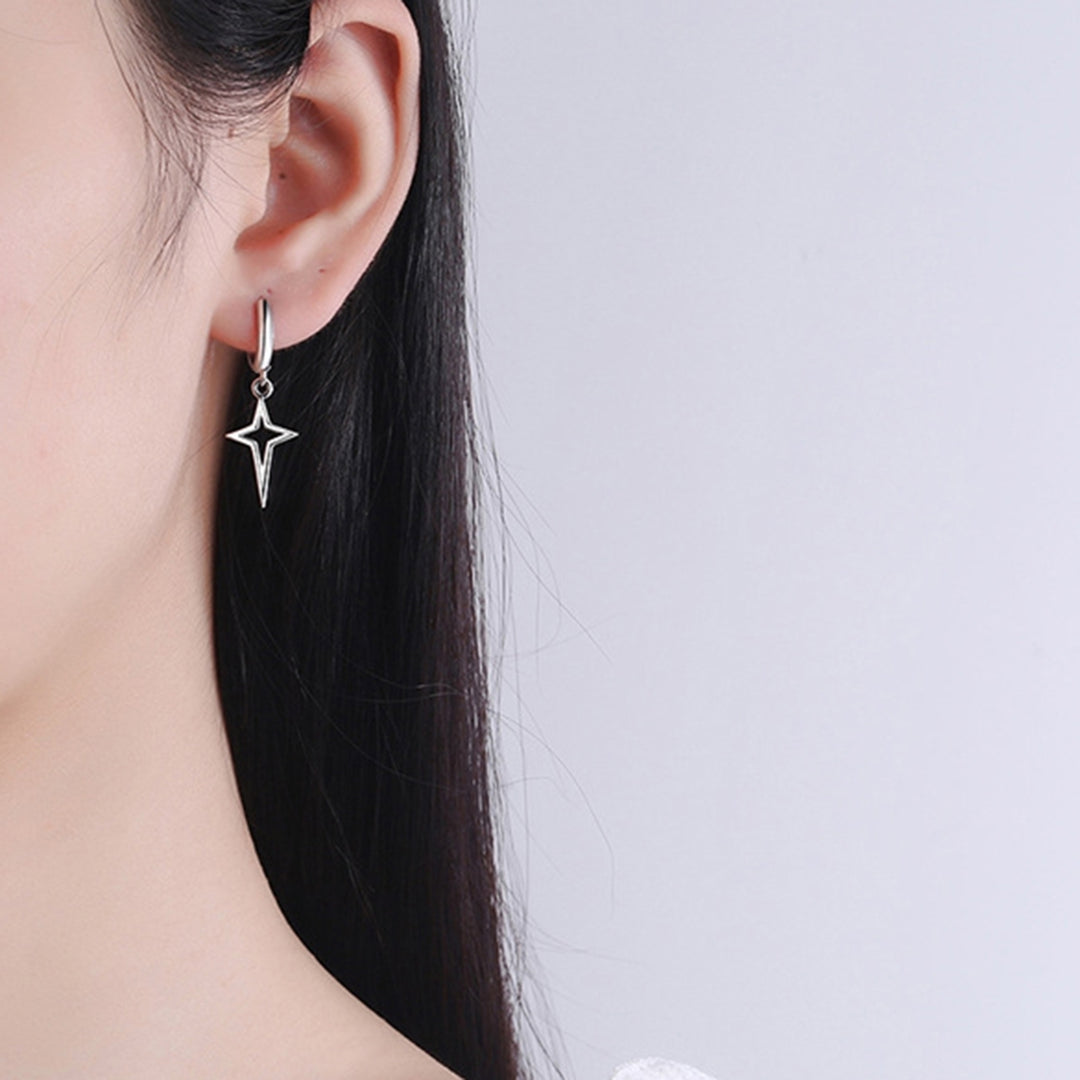 1 Pair Women Earrings Solid Color Star Shape Hip-hop Sturdy Lady Drop Earrings for Daily Wear Image 7