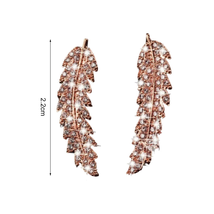 1 Pair Women Earrings Leaf Shape Sparkling Cubic Zirconia Exquisite Lady Earrings for Gift Image 9