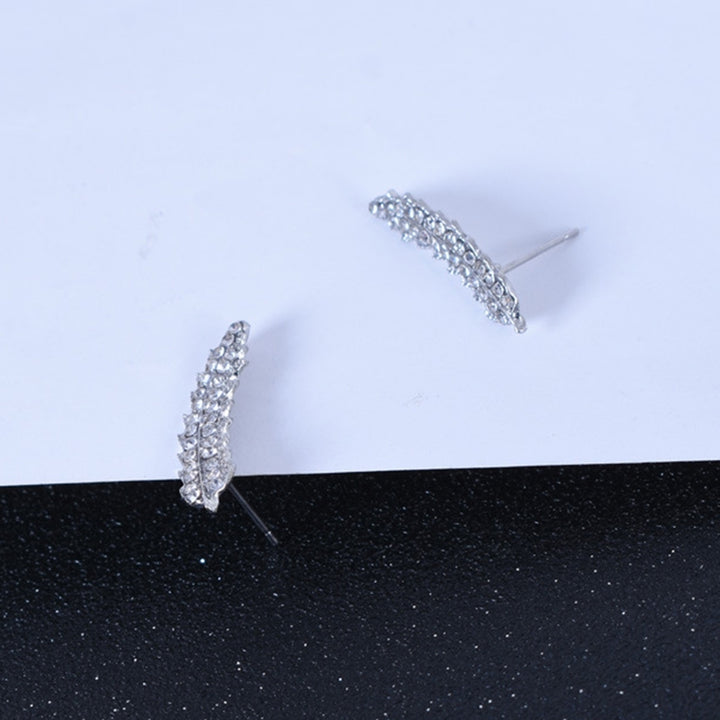 1 Pair Women Earrings Leaf Shape Sparkling Cubic Zirconia Exquisite Lady Earrings for Gift Image 10