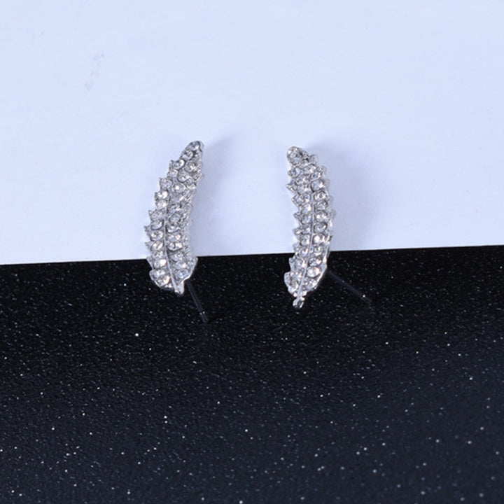 1 Pair Women Earrings Leaf Shape Sparkling Cubic Zirconia Exquisite Lady Earrings for Gift Image 11