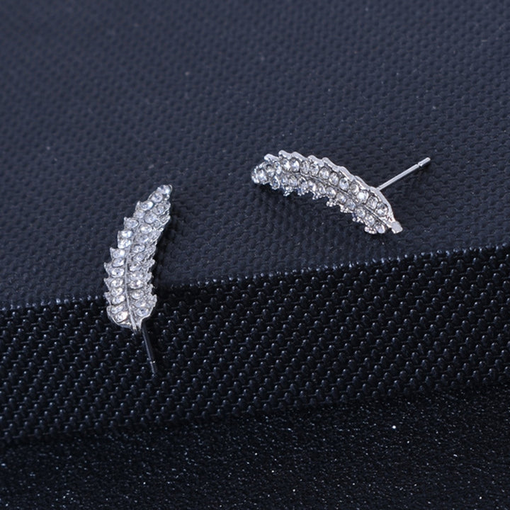 1 Pair Women Earrings Leaf Shape Sparkling Cubic Zirconia Exquisite Lady Earrings for Gift Image 12