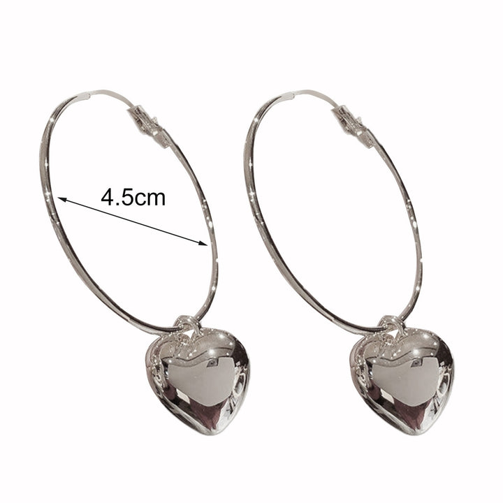 1 Pair Hoop Earrings Round Heart Pendant Plated Jewelry Exaggerated Fashion Appearance Dangle Earrings for Prom Image 6