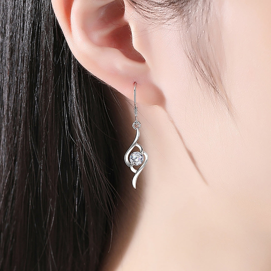 1 Pair Women Earrings Shiny Rhinestone Great Stickiness fine Drop Earrings for Wedding Image 4