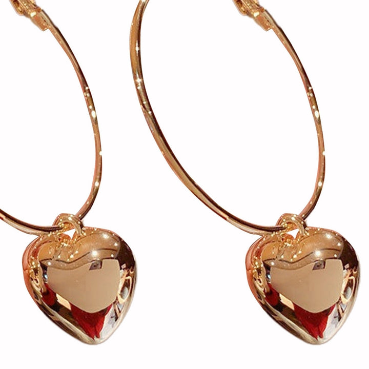 1 Pair Hoop Earrings Round Heart Pendant Plated Jewelry Exaggerated Fashion Appearance Dangle Earrings for Prom Image 12