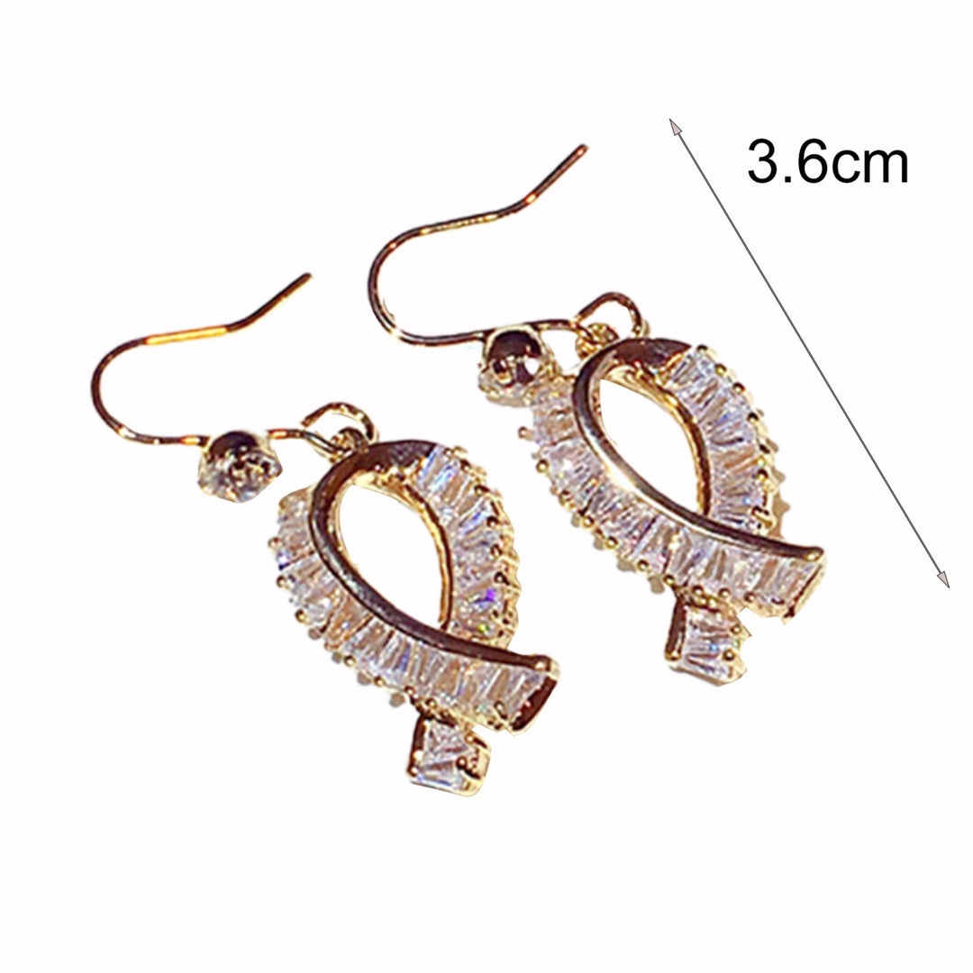 1 Pair Hook Earrings Bowknot Rhinestones Jewelry Delicate Long Lasting Drop Earrings for Daily Wear Image 8