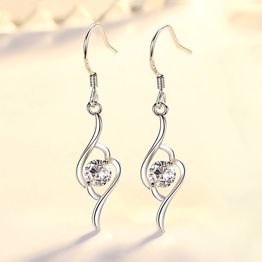 1 Pair Women Earrings Shiny Rhinestone Great Stickiness fine Drop Earrings for Wedding Image 7