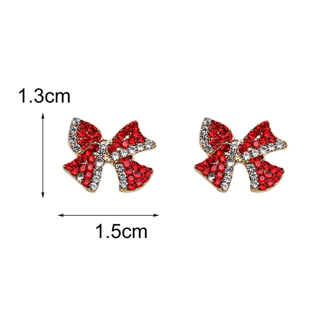 1 Pair Stud Earrings Bow Shape Rhinestones Jewelry Sweet Long Lasting Ear Studs for Daily Wear Image 6