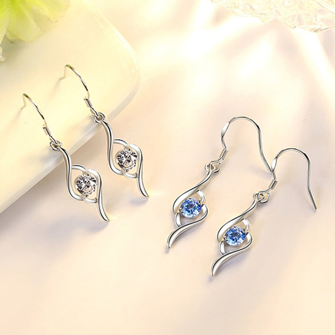 1 Pair Women Earrings Shiny Rhinestone Great Stickiness fine Drop Earrings for Wedding Image 10