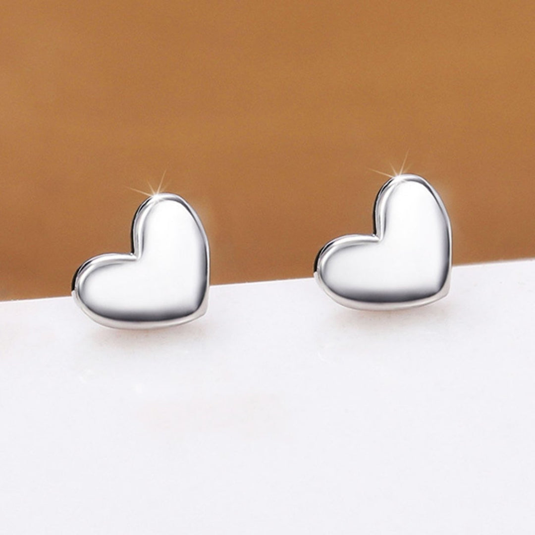 1 Pair Stud Earrings Heart Shape Smooth Surface Jewelry Elegant Glossy Earrings Jewelry Gifts Image 4