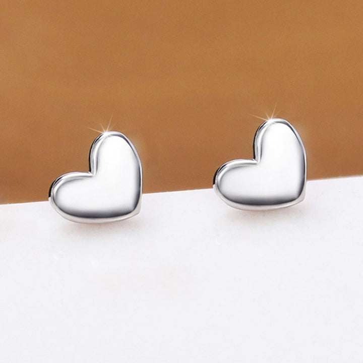 1 Pair Stud Earrings Heart Shape Smooth Surface Jewelry Elegant Glossy Earrings Jewelry Gifts Image 4