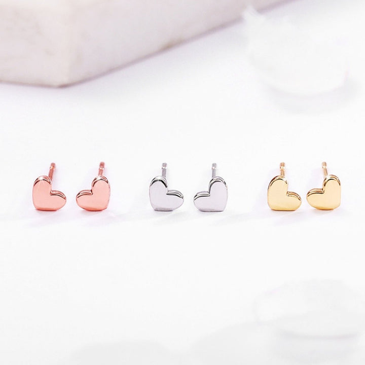 1 Pair Stud Earrings Heart Shape Smooth Surface Jewelry Elegant Glossy Earrings Jewelry Gifts Image 6