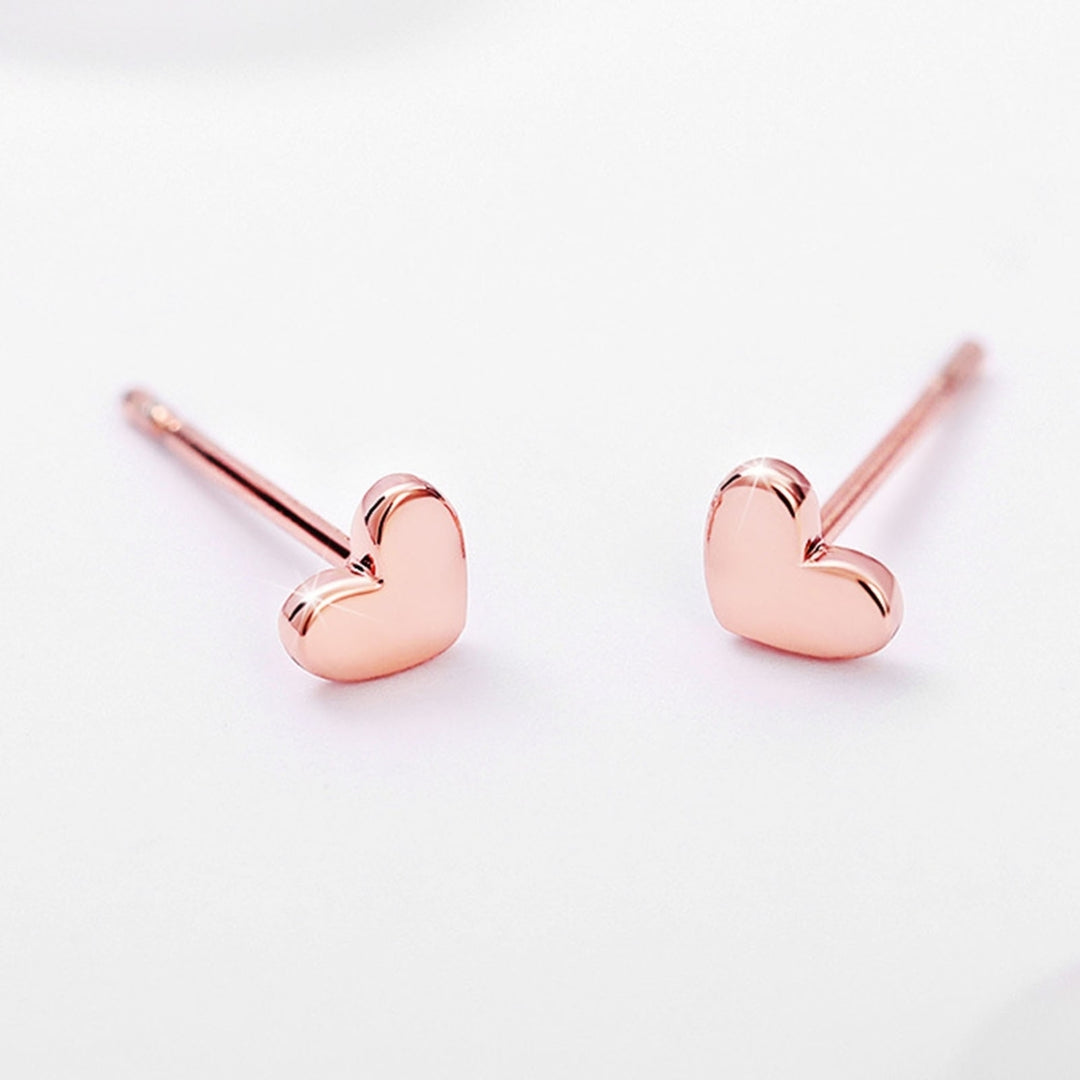 1 Pair Stud Earrings Heart Shape Smooth Surface Jewelry Elegant Glossy Earrings Jewelry Gifts Image 8