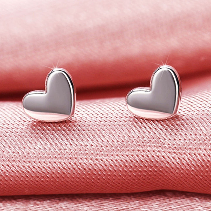 1 Pair Stud Earrings Heart Shape Smooth Surface Jewelry Elegant Glossy Earrings Jewelry Gifts Image 10