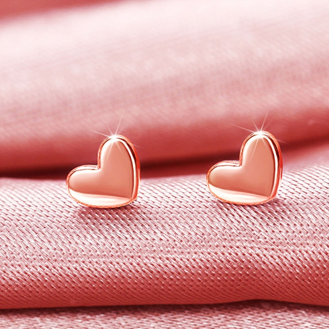 1 Pair Stud Earrings Heart Shape Smooth Surface Jewelry Elegant Glossy Earrings Jewelry Gifts Image 11