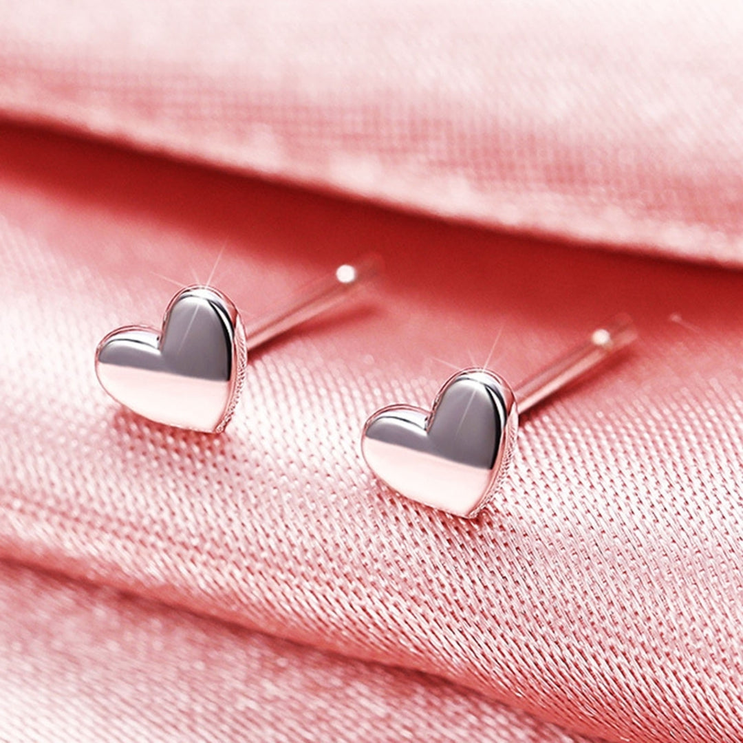 1 Pair Stud Earrings Heart Shape Smooth Surface Jewelry Elegant Glossy Earrings Jewelry Gifts Image 12