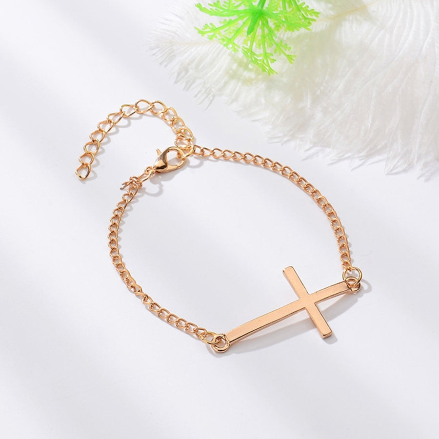 Women Punk Style Simple Design Cross Pendant Bracelet Bangle Fashion Jewelry for Daily Wear Image 1