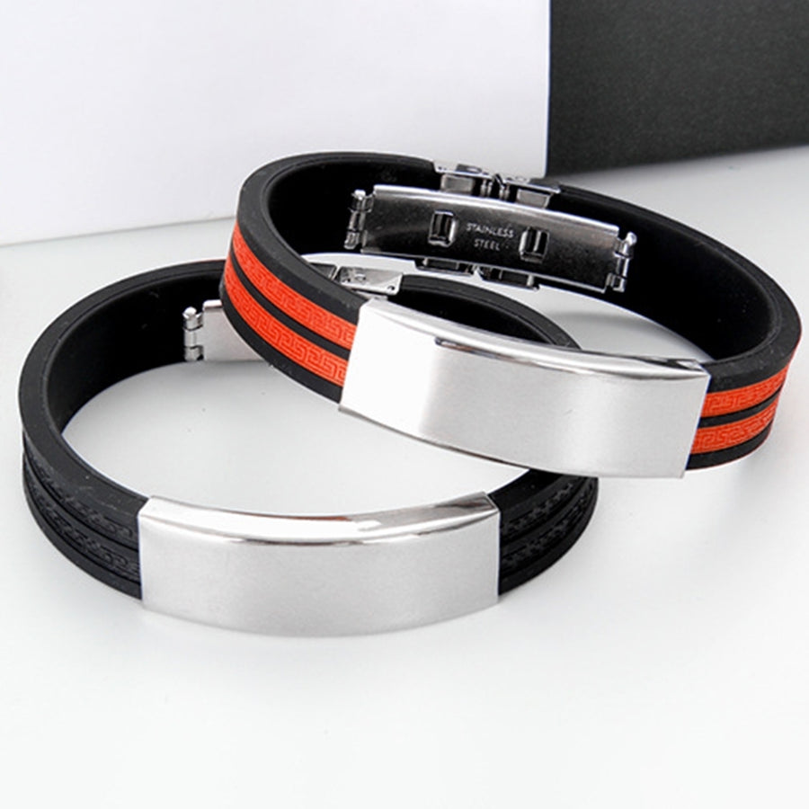 Bracelet Stylish Flexible Stainless Steel Men Bracelet Stainless Steel Silicone Bangle for Daily Life Club Party Image 1