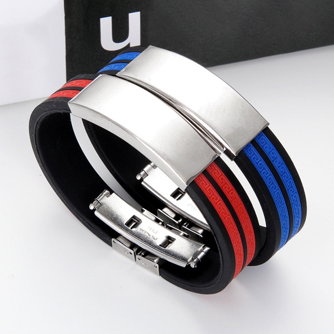 Bracelet Stylish Flexible Stainless Steel Men Bracelet Stainless Steel Silicone Bangle for Daily Life Club Party Image 2