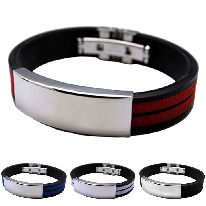 Bracelet Stylish Flexible Stainless Steel Men Bracelet Stainless Steel Silicone Bangle for Daily Life Club Party Image 3