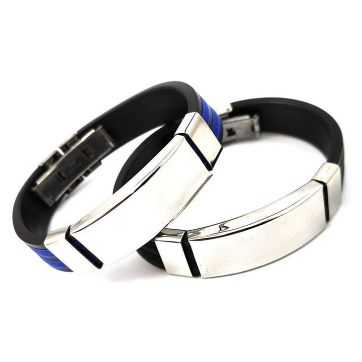 Bracelet Stylish Flexible Stainless Steel Men Bracelet Stainless Steel Silicone Bangle for Daily Life Club Party Image 4